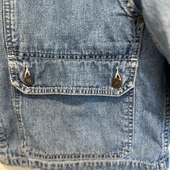 VTG 90s Petite Medium Liz Authentic Full Zip Denim Field Jacket Multiple Pockets - Picture 16 of 16
